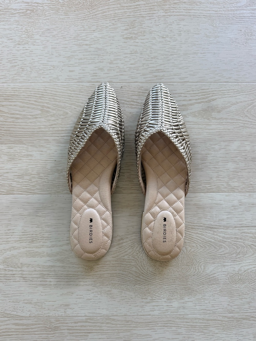Birdies Woven Metallic Pointed-Toe Slip-On Mules